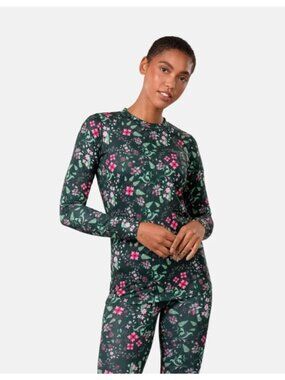 Kari Traa Fryd LS Base Layer Top Women XS Pine Floral Thermal Shirt Skiing NWT